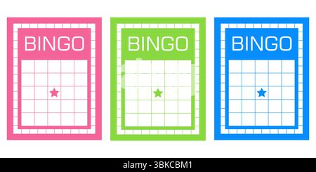 Clean and minimalistic bingo card set without numbers. Blank gambling tickets for lotto and keno illustrations. Vector sheets for casino games Illustration de Vecteur