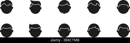 Ensemble d'icônes Silhouette coiffures masculines. Divers hommes coupes de cheveux et styles Silhouette Symbol Collection. Concepts de mode capillaire et de toilettage. Vecteur isolé Illustration de Vecteur