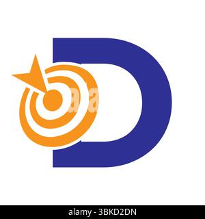 Logo Target initial sur la lettre d symbole concept de réussite. Conception du logo d'objectif d'entreprise Illustration de Vecteur