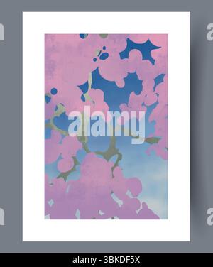 Une pièce d'art floral abstrait avec de belles teintes roses et bleues pour un décor contemporain Illustration de Vecteur
