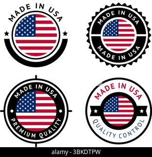 Drapeau national des États-Unis, définir l'icône de vecteur plat Illustration de Vecteur