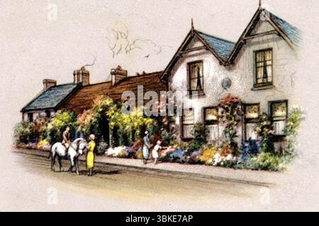 The Old Inn, Crawfordsburn, Bangor, Co. Down. Une impression d'artiste couleur non attribuée de la série de cartes de cigarettes 'Old Inns' publiée par W.D. & H.O. Wills en 1936. Banque D'Images
