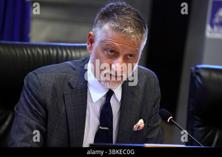 Roma, Italie. 20 juin 2025. Conferenza stampa del Ministro della Cultura Alessandro Giuli per presentare il taglio dell'IVA sul mercato dell'Arte -Italia -Venerdì 20 Giugno 2025 - Politica - (foto di Cecilia Fabiano/LaPresse) Conférence de presse du ministère de la culture Alessandro Giuli pour présenter la réduction de la TVA Rome- Italie - vendredi 20 juin 2025 - politique - (photo de Cecilia Fabiano/LaPresse/LaPresse Live News) : Alessandro Alamy Banque D'Images
