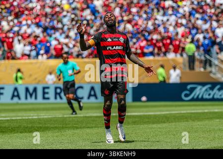 Philadelfia, États-Unis . 20 juin 2025. Gerson de Flamengo lors du match de la Coupe du monde des clubs de la FIFA entre Flamengo et Chelsea au Lincoln Financial Field à Philadelphie, aux États-Unis, vendredi 20. Crédit : Brazil photo Press/Alamy Live News Banque D'Images