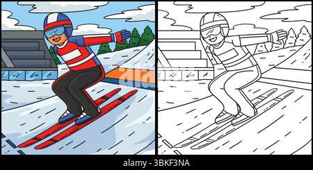 Pull de ski pour homme atteignant l'illustration Out Run Illustration de Vecteur