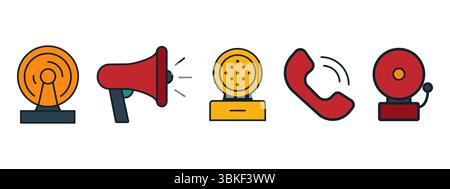 Les symboles de communication représentent différents périphériques Illustration de Vecteur