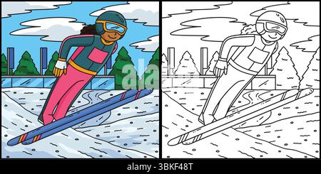 Illustration de la technique Windisch Jumper ski pour femme Illustration de Vecteur