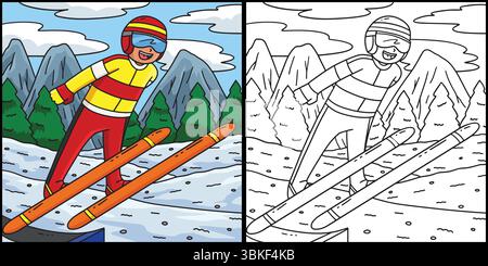 Pull de ski masculin prenant le vol illustration Illustration de Vecteur