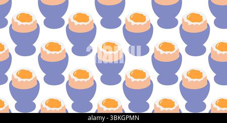 Oeuf dessiné à la main avec jaune fluide sans couture bannière alimentaire jour d'oeuf ou fond de thèmes de petit déjeuner. Illustration vectorielle isolée Journée mondiale de l'œuf ou carte thématique saine d'alimentation ou bannière promotionnelle, dépliant Illustration de Vecteur