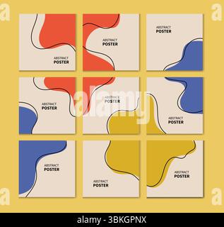 Modèle de carrousel abstrait moderne et formes organiques. Idéal pour les publications Instagram élégantes, le branding et le storytelling visuel. Illustration de Vecteur