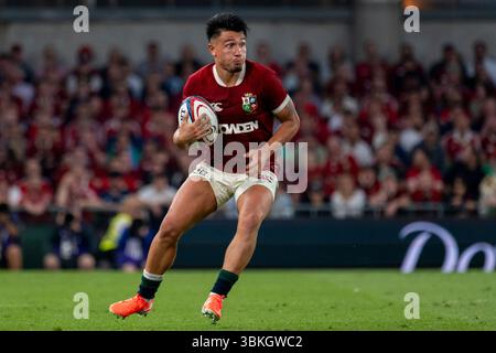 Irlande. 20 juin 2025. Marcus Smith des Lions avec le ballon lors du match de la Coupe Lions 1888 entre les Lions britanniques et irlandais et l'Argentine au Aviva Stadium de Dublin, Irlande le 20 juin 2025 (photo par Andrew SURMA/ Credit : Sipa USA/Alamy Live News Banque D'Images