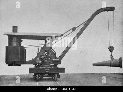 Une grue de locomotive de dix tonnes. Photographie en noir et blanc prise vers les années 1890 et publiée dans Cassier's Magazine novembre 1895 Banque D'Images