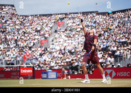 Jack Draper participe au treizième jour des Championnats HSBC au Queen's Club de Londres. Date de la photo : samedi 21 juin 2025. Banque D'Images