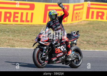 Mugello circuit, Scarperia, Italie. 21 juin 2025 ; Autodromo Internazionale del Mugello, Scarperia e San Piero, Italie ; Grand Prix MotoGP Brembo d'Italie 2025, Journée de qualification ; Marco Bezzecchi Aprilia Racing Credit : action plus Sports images/Alamy Live News Banque D'Images