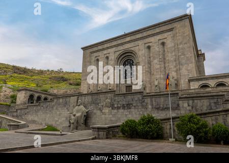 Une vue du Matenadaran à Erevan, un important dépôt de manuscrits anciens et un centre pour le patrimoine culturel arménien. Banque D'Images