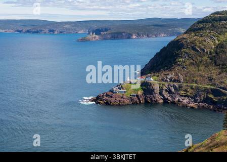 Vue aérienne depuis signal Hill à Saint John's, de l'autre côté du Narrows et de Fort Amherst Banque D'Images