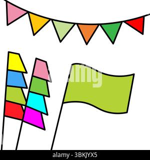 drapeaux de banderole et illustration vectorielle colorée de conception de jeu de bannières Illustration de Vecteur