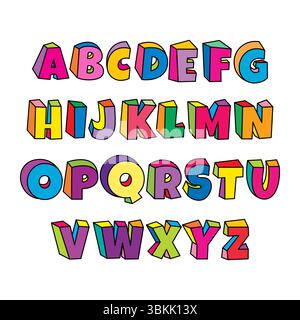 illustration vectorielle plate de conception d'apprentissage d'alphabet 3d coloré Illustration de Vecteur