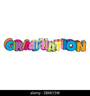 illustration vectorielle colorée de conception de texte de graduation de dessin animé Illustration de Vecteur