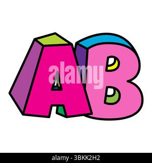 AB lettre logo vecteur coloré ludique isolé sur fond blanc Illustration de Vecteur
