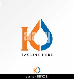 Conception de logo concept graphique créatif premium vecteur image stock top vente initiale K O police goutte d'eau tuyau de plomberie monogramme service maison de réparation drain Illustration de Vecteur