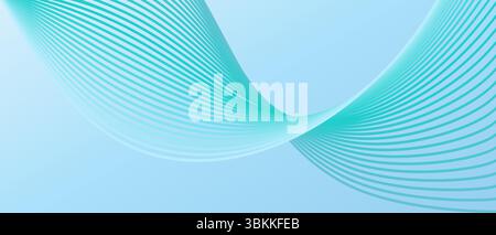 illustration vectorielle d'onde abstraite dynamique avec des lignes fluides et fluides sur un fond bleu clair Illustration de Vecteur