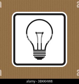 Ce graphique présente une icône d'ampoule noir et blanc simple sur un fond marron texturé, symbolisant les idées et la créativité dans un style minimaliste Illustration de Vecteur