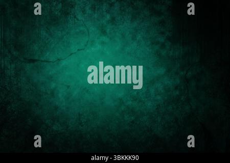 La texture grunge vert sarcelle dans la conception plate remplit le cadre, montrant le béton fissuré et les taches Banque D'Images