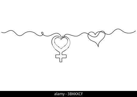 Symbole de genre féminin continu d'une ligne illustration vectorielle simple. Illustration de Vecteur