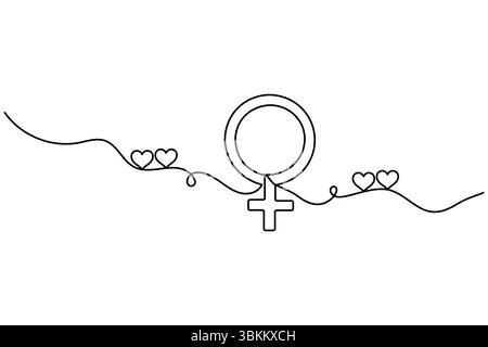 Symbole de genre féminin continu d'une ligne illustration vectorielle simple. Illustration de Vecteur