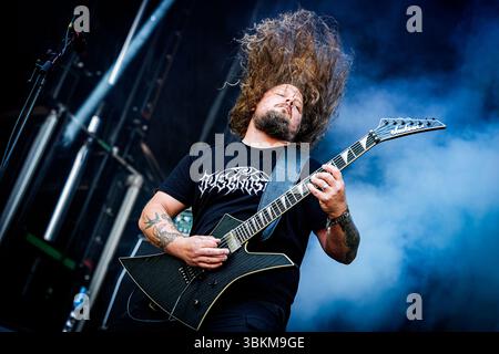 Copenhague, Danemark. 20 juin 2025. Le groupe de death metal danois donne ainsi un concert live lors du festival danois de heavy metal Copenhague 2025 à Copenhague. Banque D'Images