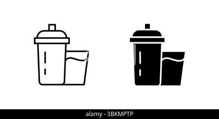 Jeu d'icônes énergiques Protein Shake pour la remise en forme, la nutrition et la récupération d'entraînement. Parfait pour le sport, la santé et les marques de compléments alimentaires. Illustration de Vecteur