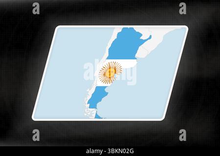 Argentine mis en évidence dans couleurs de drapeau sur la carte géographique. Carte moderne sur un fond abstrait sombre. Illustration de Vecteur