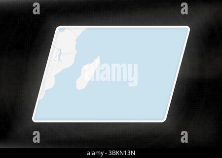 Maurice mis en évidence dans couleurs de drapeau sur la carte géographique. Carte moderne sur un fond abstrait sombre. Illustration de Vecteur