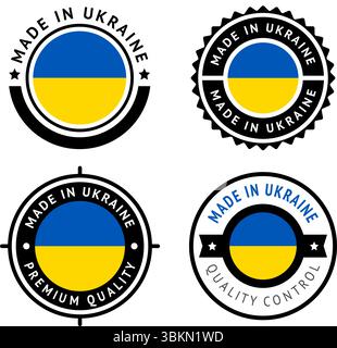Drapeau national de l'Ukraine, définir l'icône de vecteur plat Illustration de Vecteur