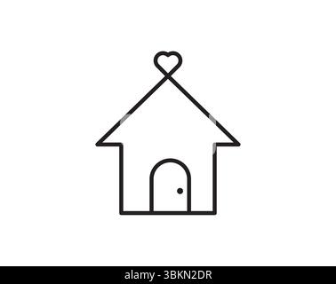 L'icône Love Home combine un symbole de cœur et de maison, représentant la chaleur, l'affection et le confort Illustration de Vecteur