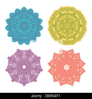 Mandala coloré créatif, design simple parfait pour relaxer livre de coloriage, autocollants, motifs, yoga, planificateurs, calendriers. Mandala bohème Illustration de Vecteur