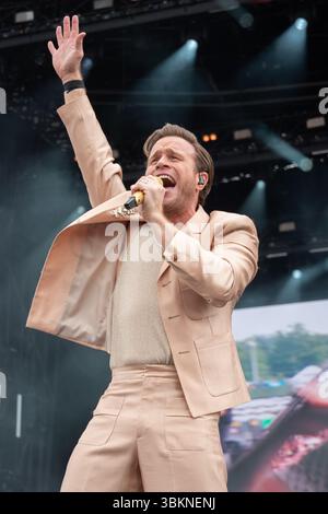 Newport, île de Wight, Royaume-Uni. 22 juin 2025. Olly murs se produit en direct sur la scène principale du Festival de l'île de Wight, Seaclose Park, Newport, île de Wight le dimanche 22 juin 2025, photo d'Emma Terracciano crédit : Emma Terracciano/Alamy Live News Banque D'Images