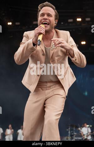 Newport, île de Wight, Royaume-Uni. 22 juin 2025. Olly murs se produit en direct sur la scène principale du Festival de l'île de Wight, Seaclose Park, Newport, île de Wight le dimanche 22 juin 2025, photo d'Emma Terracciano crédit : Emma Terracciano/Alamy Live News Banque D'Images