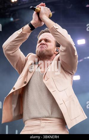Newport, île de Wight, Royaume-Uni. 22 juin 2025. Olly murs se produit en direct sur la scène principale du Festival de l'île de Wight, Seaclose Park, Newport, île de Wight le dimanche 22 juin 2025, photo d'Emma Terracciano crédit : Emma Terracciano/Alamy Live News Banque D'Images