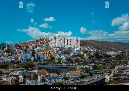 Vue aérienne de la vieille ville de Vegueta à Las Palmas, Grande Canarie (Espagne) Banque D'Images