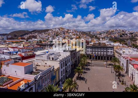 Vue aérienne de la vieille ville de Vegueta à Las Palmas, Grande Canarie (Espagne) Banque D'Images
