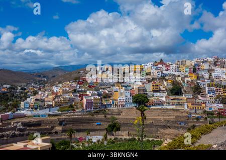Vue aérienne de la vieille ville de Vegueta à Las Palmas, Grande Canarie (Espagne) Banque D'Images