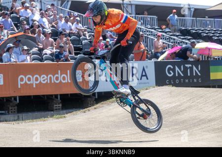 PAPENDAL, PAYS-BAS - 21 JUIN : 500 Jason Noordam les pays-Bas lors de la Coupe du monde UCI BMX Racing 2025 au BMX Olympic Center le 21 juin 2025 à Papendal, pays-Bas. (Photo de Edwin Blaauwbroek/Orange Pictures) Banque D'Images