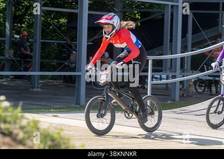 PAPENDAL, PAYS-BAS - 21 JUIN : 500 WISSING Michelle les pays-Bas lors de la Coupe du monde UCI BMX Racing 2025 au Centre Olympique BMX le 21 juin 2025 à Papendal, pays-Bas. (Photo de Edwin Blaauwbroek/Orange Pictures) Banque D'Images