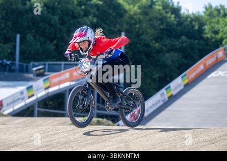 PAPENDAL, PAYS-BAS - 21 JUIN : 500 WISSING Michelle les pays-Bas lors de la Coupe du monde UCI BMX Racing 2025 au Centre Olympique BMX le 21 juin 2025 à Papendal, pays-Bas. (Photo de Edwin Blaauwbroek/Orange Pictures) Banque D'Images