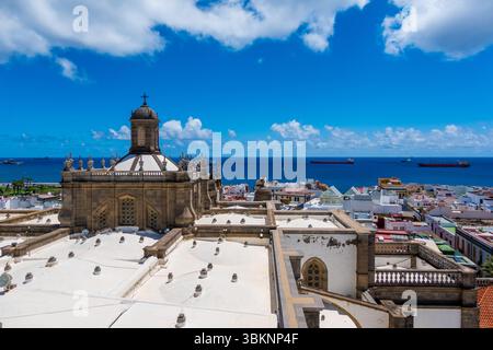 Vue aérienne de la vieille ville de Vegueta à Las Palmas, Grande Canarie (Espagne) Banque D'Images