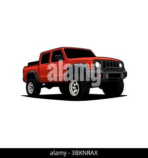 Véhicule 4x4 de voiture tout-terrain rouge sur fond blanc Illustration de Vecteur