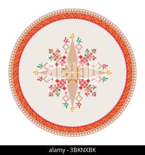Traditionnel mexicain Teenek Huastec élément de conception de broderie sur fond blanc, illustration vectorielle Illustration de Vecteur