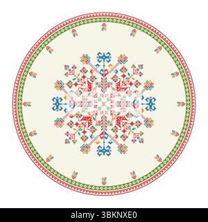 Traditionnel mexicain Teenek Huastec élément de conception de broderie sur fond blanc, illustration vectorielle Illustration de Vecteur